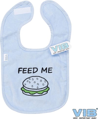 VIB® - Slabbetje Luxe velours - Feed me blauw (Hamburger) - Babykleertjes - Slabbetjes - zwangerschap aankondiging - baby aankondiging
