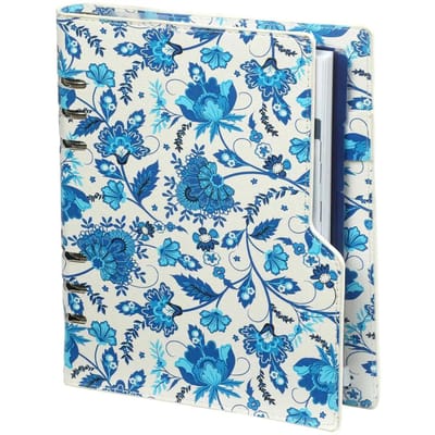1016-78 Clipbook A5 Ringband Organizer Delftsblauwe bloemen 1 week per 2 paginas 2026-2027-2028