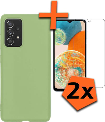 Hoes - Met 2x Screenprotector - Geschikt voor Samsung Galaxy A23 - Sterk & Shockproof - Back Cover - Siliconen Case - Telefoon Hoes - Groen