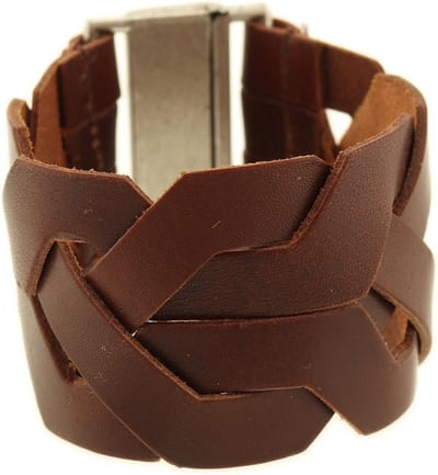 Behave - Armband - bruin gevlochten leer - casual herenstijl - 22 cm