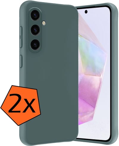 Hoes - 2 Stuks - Geschikt voor Samsung Galaxy A36 - Sterk & Shockproof - Case Siliconen - Back Cover - Telefoon Hoes - Donkergroen