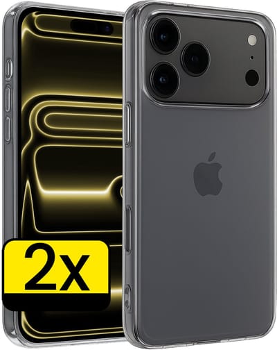 Hoesje - 2 Stuks - Geschikt voor Apple iPhone 17 Pro - Sterk & Shockproof - Case Siliconen - Back Cover - Telefoon Hoes - Telefoonhoesjes - Transparant