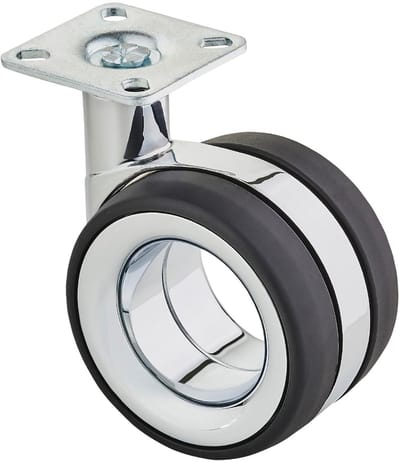 Meubelwiel Zwenkwiel - Designwiel Wieltje - Meubels Verplaatsen - Stabiel Draaibaar Wiel - Ø 75mm Hoogte 98.5mm - Chroom Zwart