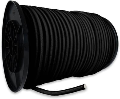 Elastisch Bungeekoord - Spanband Koord - Dekzeilen Bevestigen - UV-Bestendig - 9 mm x 100 m - Zwart