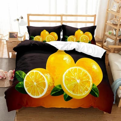 Citroen Dekbedovertrek Set Vers Fruit Patroon Dekbedovertrek Tweepersoons Eenpersoons Kingsize Voor Kinderen Tieners Volwassenen Beddengoed Set Dekbedovertrek 70x133cm