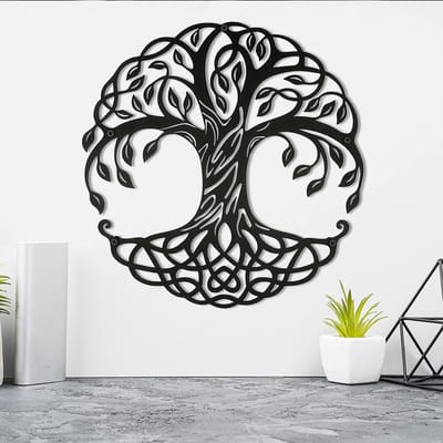 Levensboom Wanddecoratie, Decoratie Woonkamer Metaal, Decoratie slaapkamer, Wanddecoratie, Wandsculptuur, Muurdecoratie Metaal Woonkamer, Muurkunst, 30cm x 30 cm