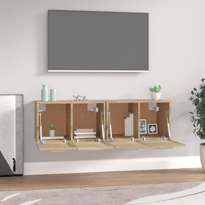 vidaXL - Wandkasten - 2 - st - 60x36,5x35 - cm - bewerkt - hout - sonoma - eikenkleurig