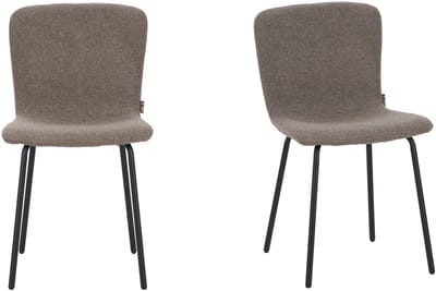 Luca Eetkamerstoel - Bruin Stof - Set van 2 - Comfortabele bekleding en stevige metalen poten