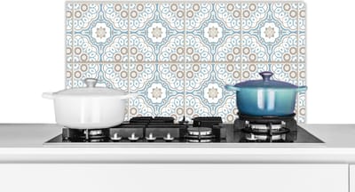 Spatscherm keuken 90x45 cm - Kookplaat achterwand Bloemen - Portugal - Design - Muurbeschermer - Spatwand fornuis - Hoogwaardig aluminium
