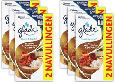 Glade Touch & Fresh Sensual Sandalwood & Jasmine - Luchtverfrissers - duo navullingen 2 x 10 ML - 6 x