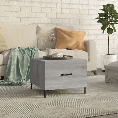 vidaXL - Salontafel - met - metalen - poten - 50x50x40 - cm - grijs - sonoma - eiken