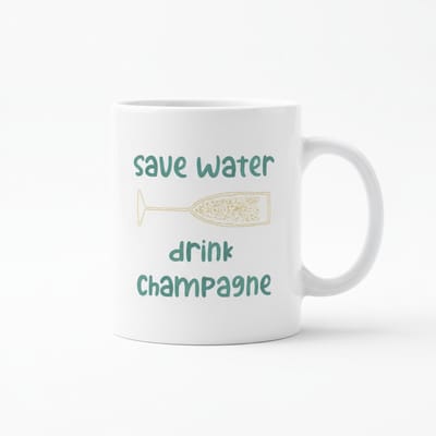 Save Water Drink Champagne Koffiemok – Grappige Quote voor Wijn- en Champagneliefhebbers – Keramische Mok 330 ml