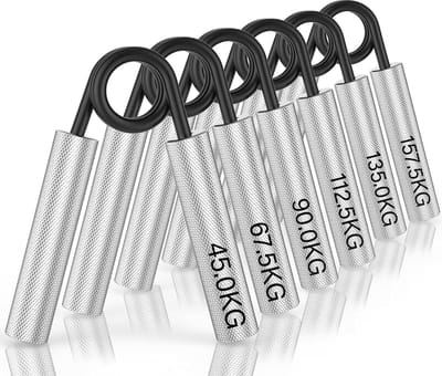 Handtrainer, onderarmtrainer, 4 stuks of 6 stuks, 22,5 kg - 157,5 kg, metalen vingertrainer, antislip grijpkrachttrainer, zeer belastbare handgreep voor spieropbouw en handrevalidatieoefeningen