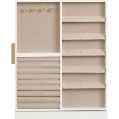 Ochama 360° Draaibare Sieraden Organizer, Verticale Opbergdoos met Glazen Venster, 7 Lades, Cadeau-idee, Wit