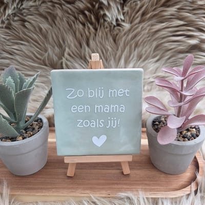 Robuust wenstegeltje – Zo Blij met een Mama zoals Jij – 10x10 cm – Lief Cadeau voor Moederdag, Mama's Verjaardag of Zomaar voor Mama – Wanddecoratie – Trendy nu