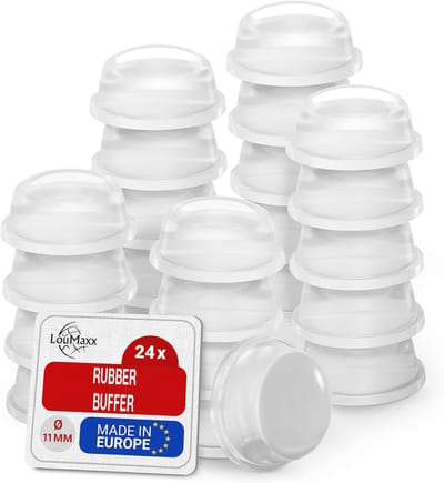 Rubberen stempel, 24 stuks, transparant, Ø 11 mm, extra sterke kleefvoeten voor anti-slip en bescherming