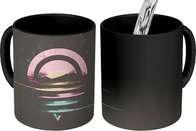 Magische Mok - Foto op Warmte Mokken - Koffiemok - Cirkel - Abstract - Roze - Magic Mok - Beker - 350 ML - Theemok