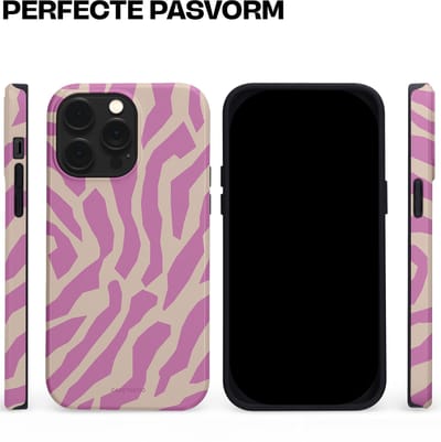 Casetastic hoesje geschikt voor Apple iPhone 14 Pro Max - MagSafe - Dubbellaagse bescherming - Zebra Roze Magenta Flow - Fashion Case - Lila Zand