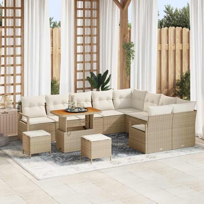 vidaXL - Tuinbank - Set - 12 - st - 11-Aantal - zitplaatsen - Beige - en - Crème