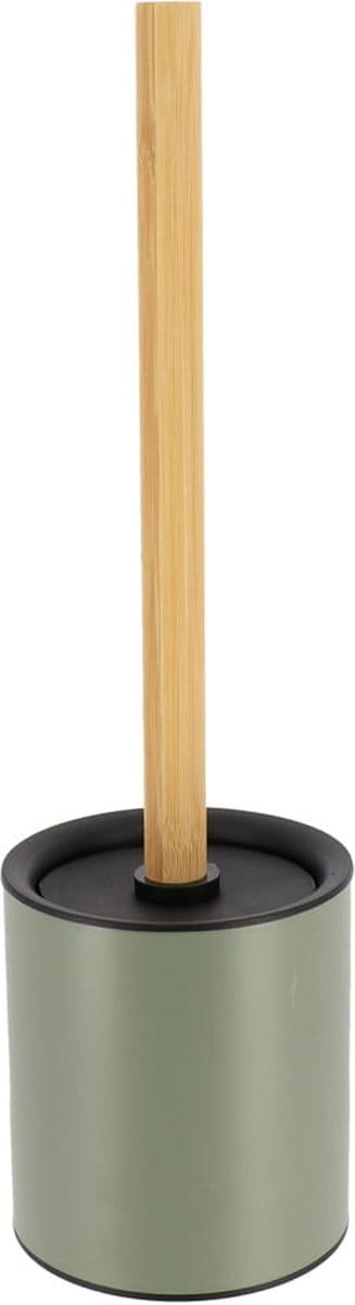 Tendance Badkamer toiletborstel met houder 103 series - groen - 10 x 37 cm - metaal/bamboe hout