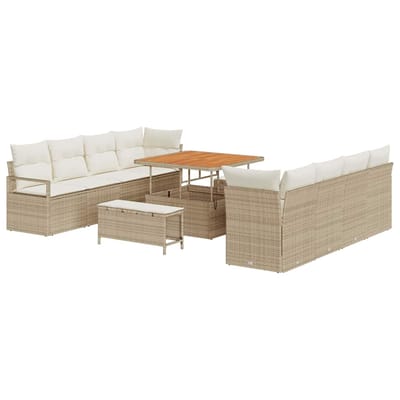 vidaXL Tuin Sofa Set met kussen Beige en Crème 100 x 100 x 71 cm