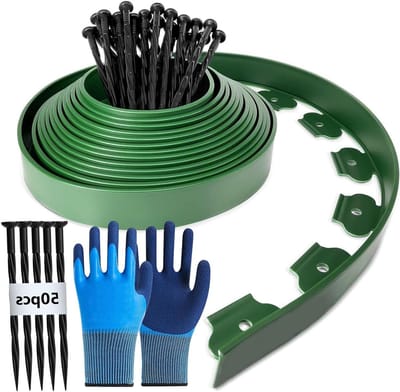 Flexibele Gazonrand - Bloembedrand Kunststof - Tuin Afscheiden - Inclusief Grondankers - 10 Meter - Groen