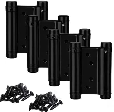 Dailygoods- Deurenhinges 3 Inch - Dubbelwerkend - Roestvrij Staal - Zelfsluitend - Verstelbaar - Inclusief 32 Zwarte Schroeven - Deuren