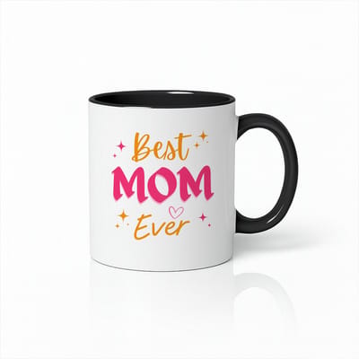 Best Mom Ever Mok - Stijlvol Zwart-Wit Contrast Design - Cadeau voor Mama