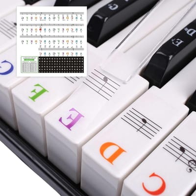 Piano Toets Stickers - Keyboard Labels - Muziek Leren - Intelligent Kleurcodering - 88 Toetsen - Meerkleurig