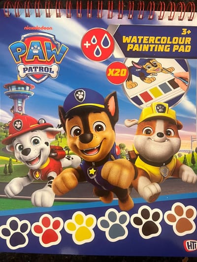 Paw Patrol watercolour painting pad - waterverf kleurboek - waterverfboek - prinsessen - 20 blz + verf + kwast