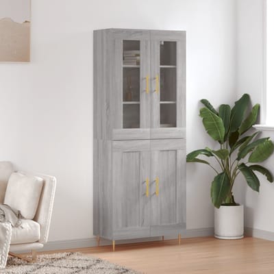 vidaXL - Hoge - kast - 69,5x34x180 - cm - bewerkt - hout - grijs - sonoma - eikenkleurig