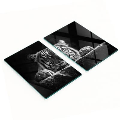 Multifunctionele decoratieve snijplanken van gehard staal voor de keuken, tijgerprint, 2x40x52 cm