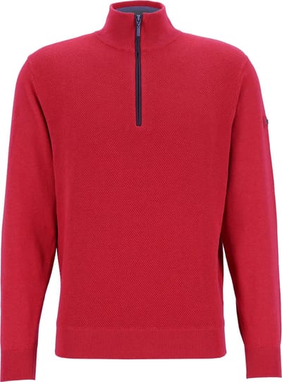 Redmond heren schipperstrui katoen - met rits - rood