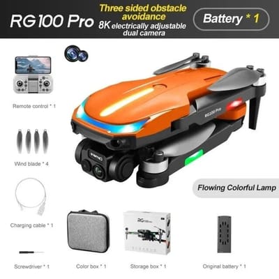 Nieuwe professionele RG100Pro drone ESC dubbele camera HD borstelloze motor intelligente obstakelvermijding luchtfotografie RC-vliegtuig Quadcopter-speelgoed 1 battery oranje