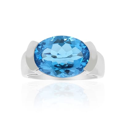 Cavill - Zilveren Ring met 6,3 Karaat Marambaia Topaas - Sterling Zilver Gerhodineerd - Ovale Topaas, Braziliaanse Edelsteen, Elegante Sieraden
