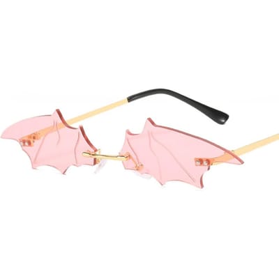 Mode Randloze Heren Zonnebrillen Dames Trendy Vleermuisvormige Zonnebrillen Dames Heren Vintage Zwarte Spiegel Tinten Metaal