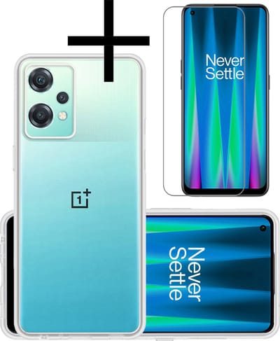 Hoesje - Met Screenprotector - Geschikt voor OnePlus Nord CE 2 Lite - Sterk & Shockproof - Back Cover - Siliconen Case - Telefoon Hoes - Transparant