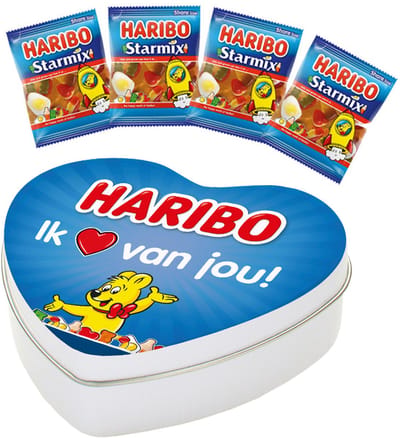 Haribo Starmix geschenkdoos hartje "Ik hou van jou" - valentijnscadeau - snoepcadeau - 100g