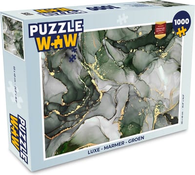 Puzzel Luxe - Marmer print - Groen - Legpuzzel - Puzzel 1000 stukjes volwassenen