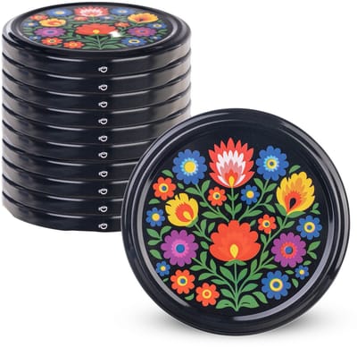 KADAX schroefdeksel TO82 voor potten van 82 mm – Twist-Off-vervangingsdeksels voor inmaak- en jam potten van 235-900 ml, luchtdicht en vaatwasmachinebestendig (volksbloemen, set van 10)