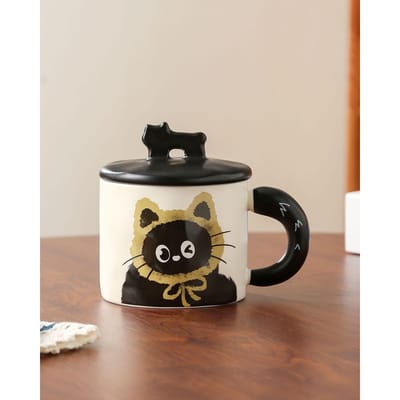 High End Retro Kop Hoge Waarde Leuke Kat Mok Ontbijtkop Drinkwaterbeker met Deksel Lepel Cadeau 301-400ml