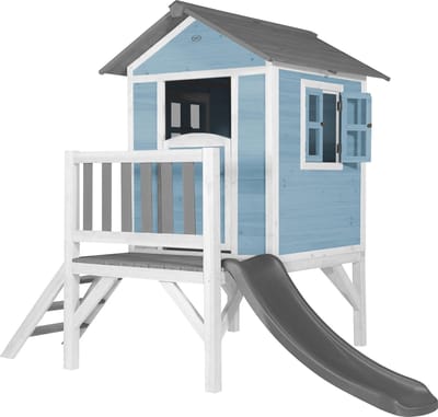 AXI Beach Lodge XL Speelhuis in Caribisch Blauw - Met Verdieping en Grijze Glijbaan - Speelhuisje voor de tuin / buiten - FSC hout - Speeltoestel voor kinderen