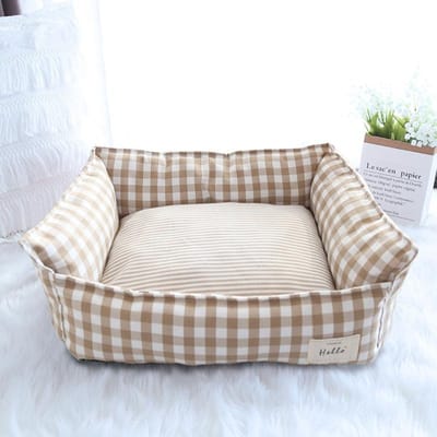 Nieuwe Stijl Verwijderbaar en Wasbaar Hondenkennel Vierseizoenen Universele Kattenkennel Klein en Middelgrote Kennel Kattenbed Imitatie Katoen en Linnen Mat S 50 * 40 * 20cm