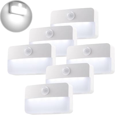 Nachtlampje met Bewegingsmelder - Led Trapverlichting voor Binnen - 6 Stuks - Warmwit 6000K - Sensorlicht voor Hal, Slaapkamer, en Keuken