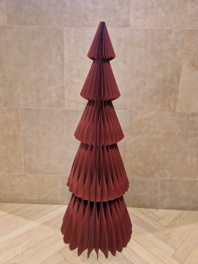 Decoratieve papieren kerstboom met magneet - bordeaux rood - 95cm