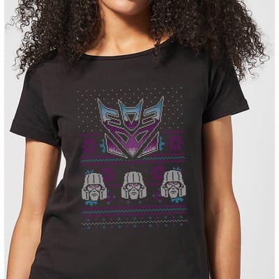 Decepticons Classic Ugly Knit Women's Christmas T-Shirt - Black - XS