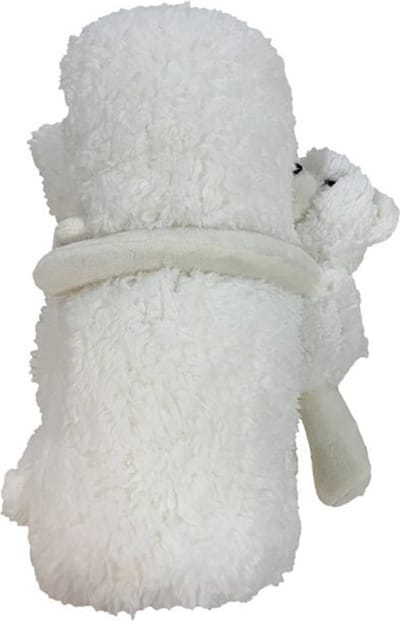 Knuffelzacht babydekentje - deken baby en peuter 100 x75 cm – Kraamcadeau - Zacht dekentje met knuffel beer – Teddy deken - Baby geschenkset -Wit