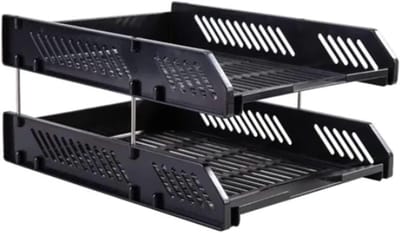 Stapelen 2-laags Papieren Tray, Bureau Organizer, Documenten Organizer, Ideaal voor Thuiswerkplek en Kantooropslag