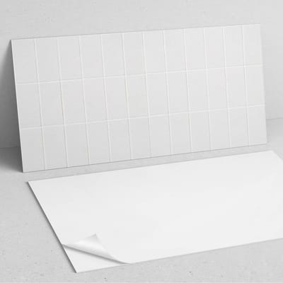 Coloray Wandpanelen Zelfklevend - Een eenvoudig mozaïek van rechthoeken PVC Wandpaneel - 100 cm x 50 cm - Wit Wandbekleding Zelfklevend - 1 stuk - Texturen Wandpanelen Zelfklevend - Wandbord Keuken - Wandpaneel Badkamer