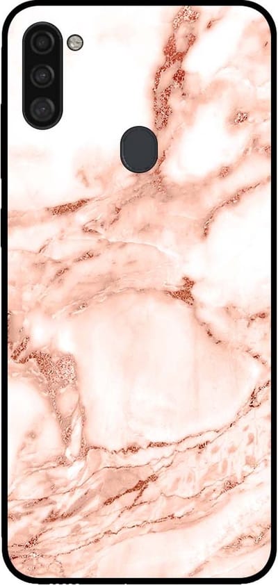 Smartphonica Telefoonhoesje voor Samsung Galaxy A11 marmer look - backcover marmer hoesje - Wit Rosé Goud geschikt voor Samsung Galaxy A11